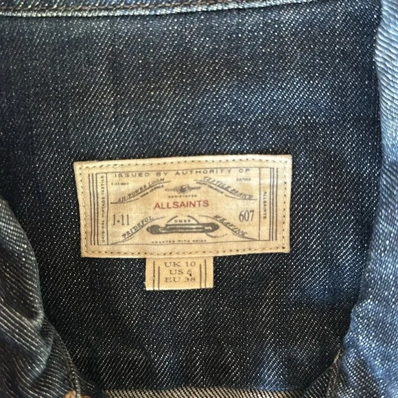 All Saints Metal Button Down Denim Jacket Like New Size 6 - Picture 3 of 8